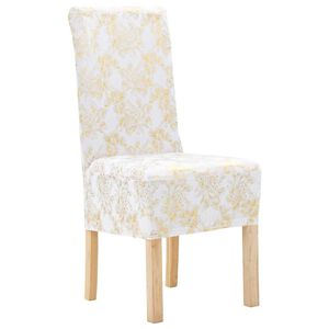 vidaXL 6 pcs Straight Chair Covers Stretch White with Golden Print