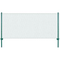 vidaXL Wire Mesh Fence with Posts Steel 25x0.5 m Green