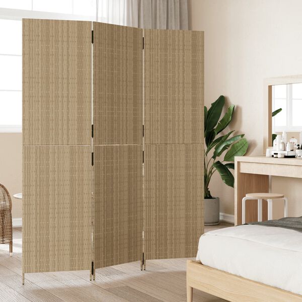 vidaXL Room Divider 3 Panels Beige Poly Rattan