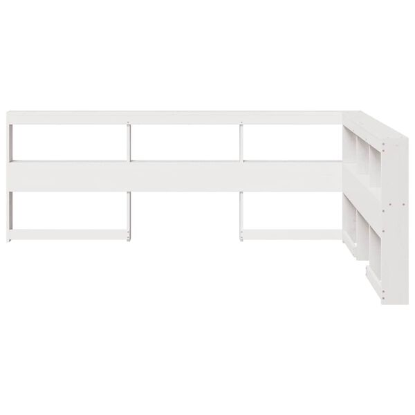 vidaXL Bookcase Headboard L-Shaped White 140 cm Solid Wood Pine