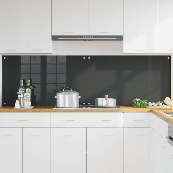 vidaXL Kitchen Backsplash 2 pcs Dark Grey 100 x 60 cm Tempered Glass