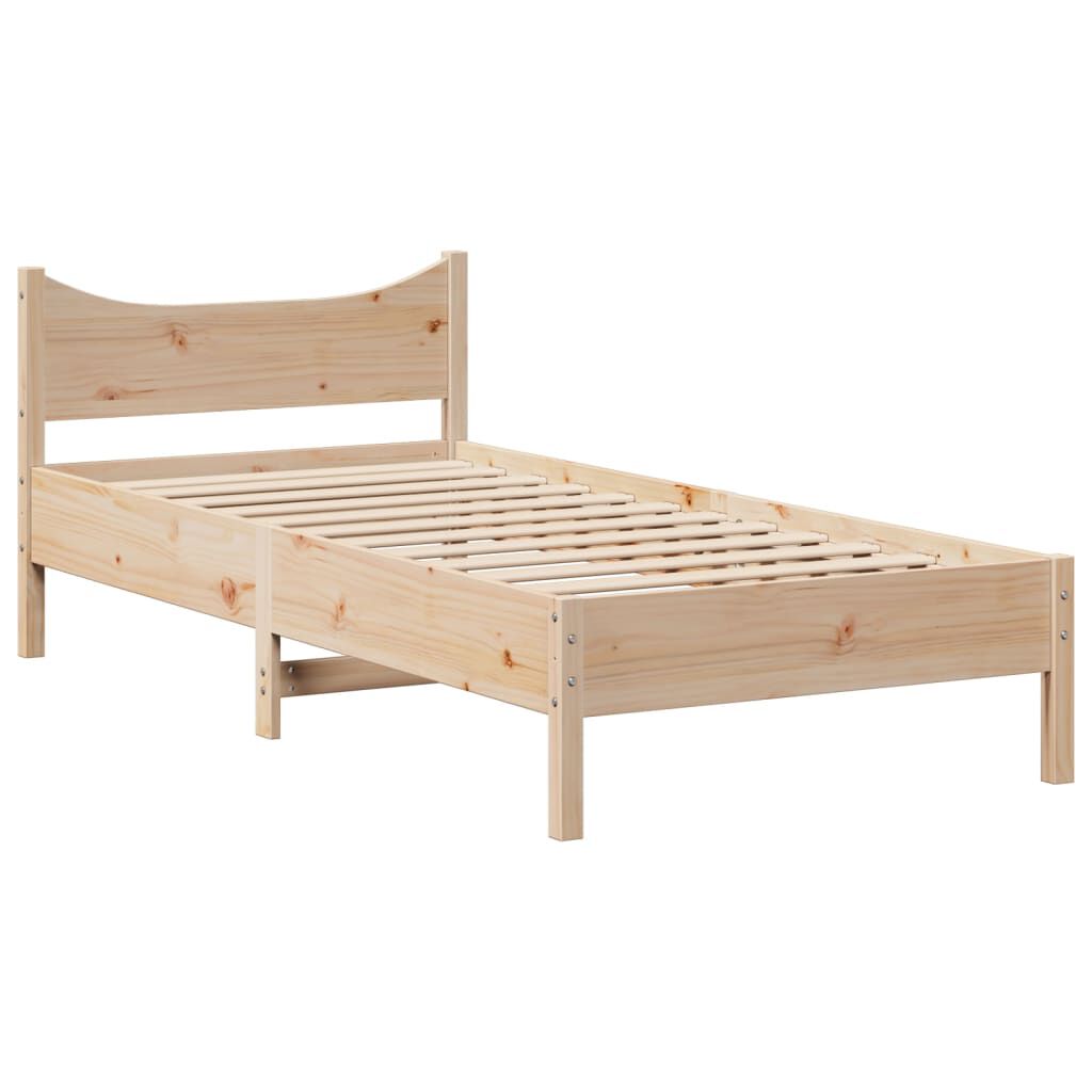 vidaXL Bed Frame with Headboard 90x190 cm Single Solid Wood Pine ...