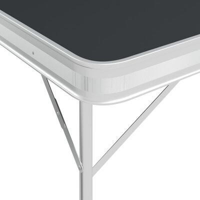 vidaXL Folding Camping Table with 2 Benches Aluminium Grey