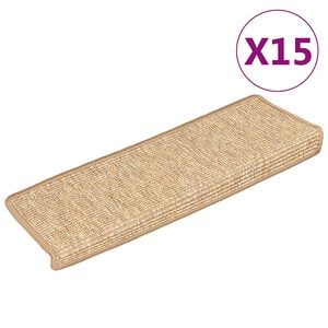 vidaXL Stair Mats 15 pcs 65x21x4 cm Light Brown Rectangular Edge
