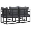 vidaXL Outdoor Furniture with Cushion with Pillow Black Aluminium
