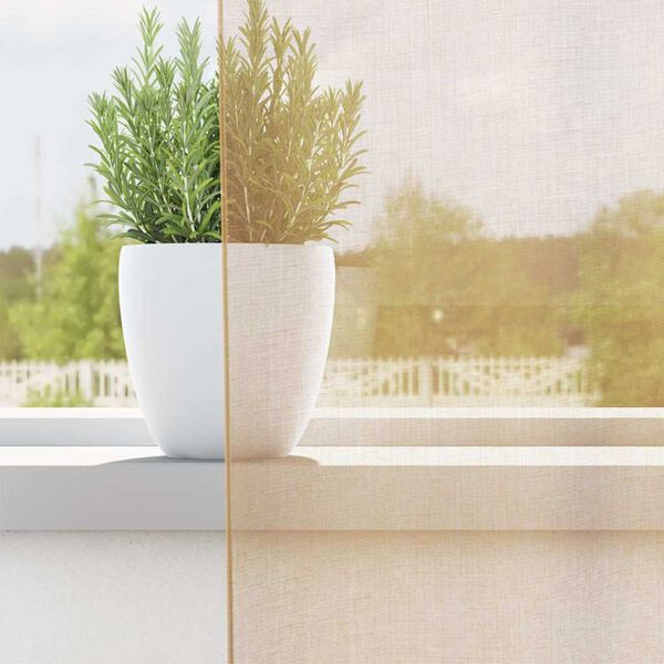 vidaXL Voile Curtains with Rod Pockets 2 pcs Sand