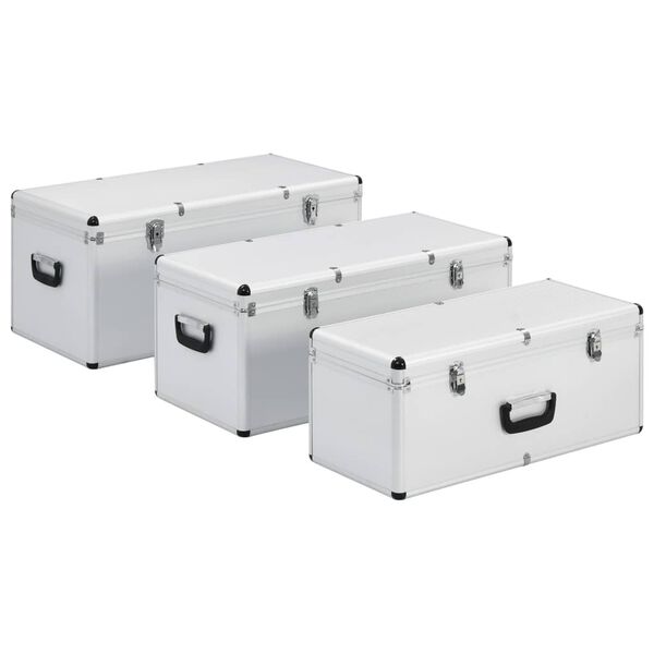 vidaXL Storage Cases 3 pcs Silver Aluminium
