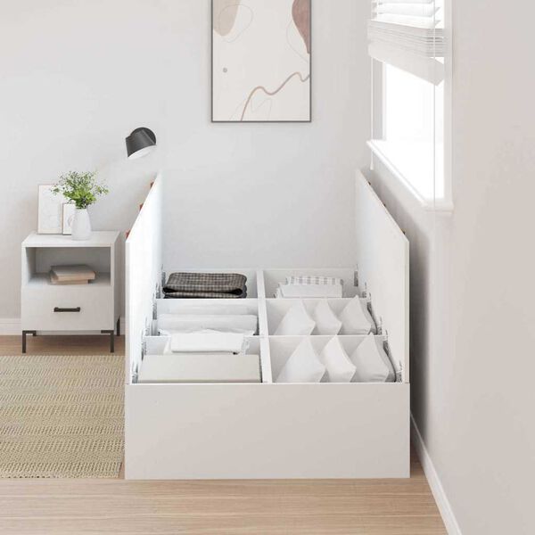 vidaXL Storage Bed Frame White 80 x 200 cm Engineered Wood