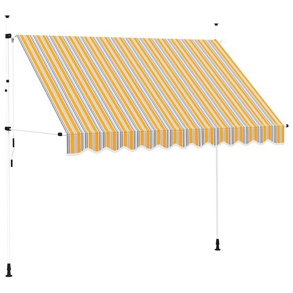 vidaXL Manual Retractable Awning 300 cm Yellow and Blue Stripes