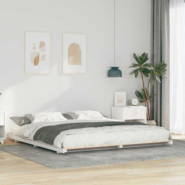 vidaXL Floor Bed Frame White 180 x 210 cm Solid pine wood