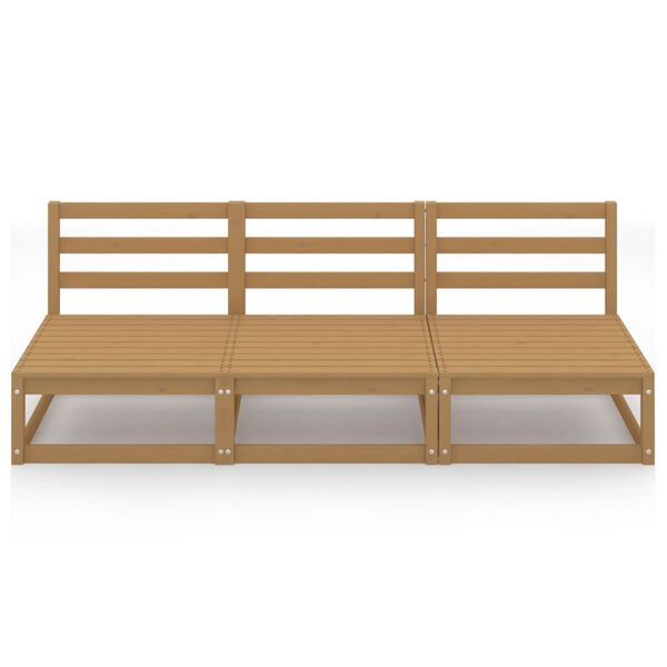 vidaXL Garden 3-Seater Sofa Honey Brown Solid Pinewood