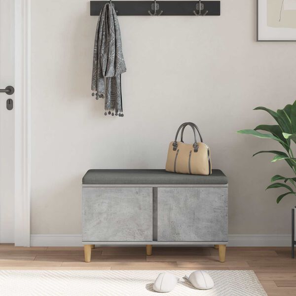 vidaXL Hall Bench with Cushion with Door Concrete Grey 80 x 38 x 46 cm