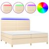 vidaXL Box Spring Bed with Mattress&LED Cream 200x200 cm Fabric