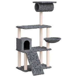 vidaXL Cat Tree with Sisal Scratching Posts Dark Grey 131 cm