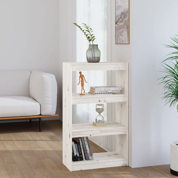 vidaXL Book Cabinet/Room Divider White 60x30x103.5 cm Solid Wood Pine