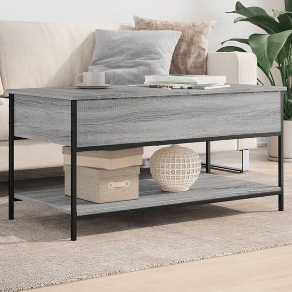 vidaXL Coffee Table Grey Sonoma 100x50x50 cm Engineered Wood and Metal