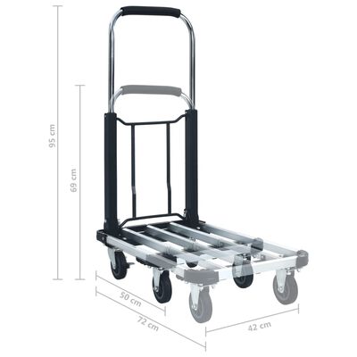vidaXL Foldable Transport Trolley 150 kg Aluminium Sliver