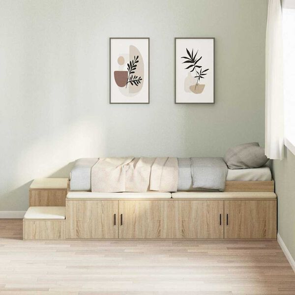 vidaXL Storage Bed Frame with Storage Sonoma Oak 75 cm Engineered Wood