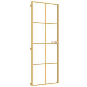 vidaXL Interior Door Slim Golden 76x201,5 cm Tempered Glass and Aluminium