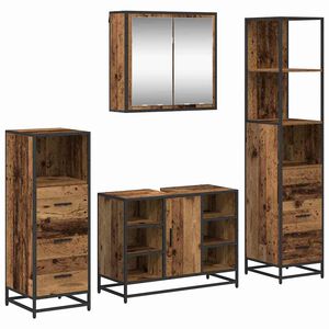 vidaXL Bathroom Furniture Set 4 pcs Old Wood Engineered Wood