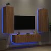 vidaXL 6 Piece TV Wall Units with LED Sonoma Oak Engineered Wood