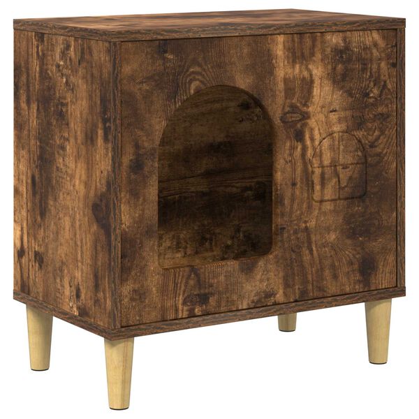 vidaXL Cat House Smoked Oak 51 x 30 x 52 cm Engineered Wood