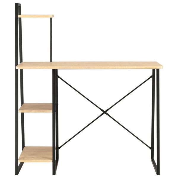 vidaXL Desk with Shelving Unit Black and Oak 102x50x117 cm