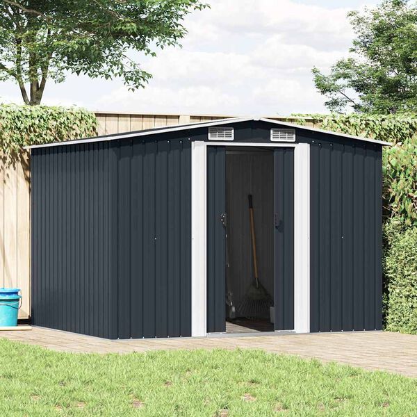 vidaXL Garden Storage Shed Anthracite Steel 257x205x178 cm