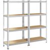 vidaXL 4-Layer Storage Shelves 2 pcs Silver Steel&Engineered Wood