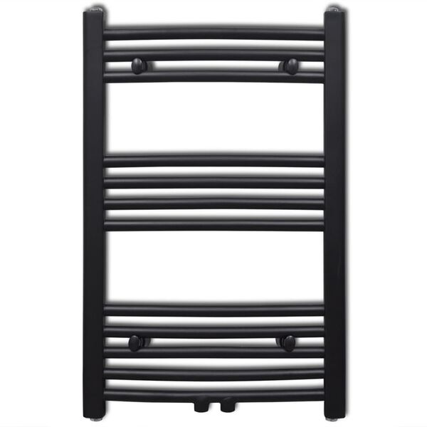 vidaXL Bathroom Heating Towel Rail Radiator Curve 500x764 mm Black