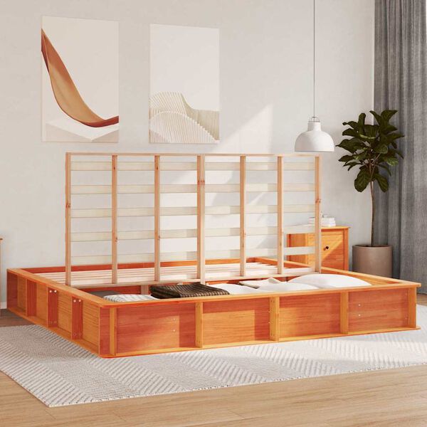 vidaXL Bed Frame Wax Brown 180 x 200 cm Solid Pine Wood