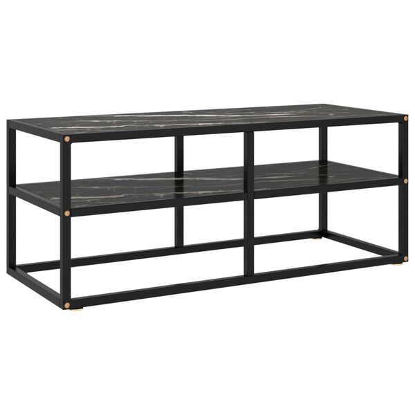 vidaXL TV Cabinet Black with Black Marble Glass 100x40x40 cm