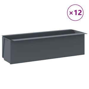 vidaXL Flower Box | Set of 12 | Grey | Polypropylene | 36 cm x 13.5 cm x 9.5 cm