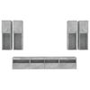 vidaXL 7 Piece TV Wall Cabinet Set with LED Lights Concrete Grey