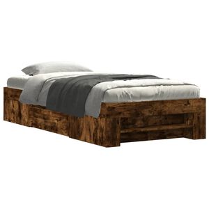 vidaXL Bed Frame without Mattress Smoked Oak 90x200 cm Engineered Wood
