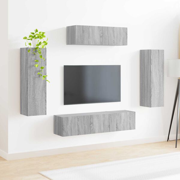 vidaXL TV Cabinet 5 pcs Grey Sonoma