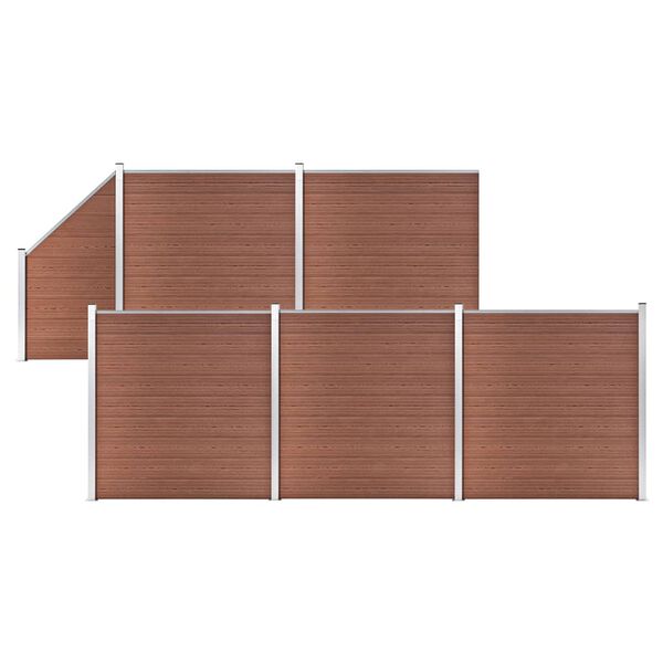 vidaXL WPC Fence Set 5 Square + 1 Slanted 965x186 cm Brown