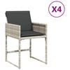 vidaXL Garden Chairs with Cushions 4 pcs Light Grey Poly Rattan