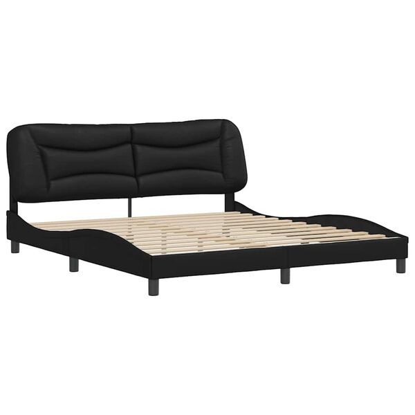vidaXL Bed Frame without Mattress "Hvar" Black 180x200 cm Super King Faux Leather