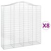 vidaXL Arched Gabion Baskets 8 pcs 200x50x200/220 cm Galvanised Iron