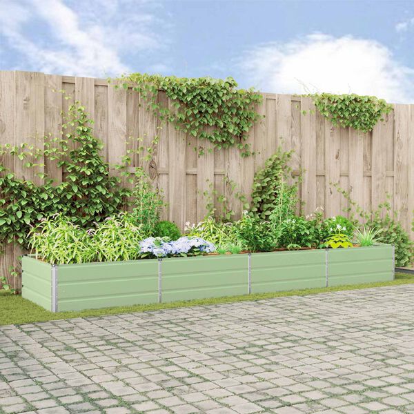 vidaXL Planter Pastel Green 385 x 100 x 45 cm Galvanised Steel