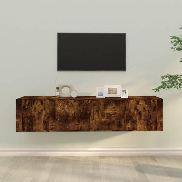 vidaXL 3 Piece TV Cabinet Set Smoked Oak Engineered Wood