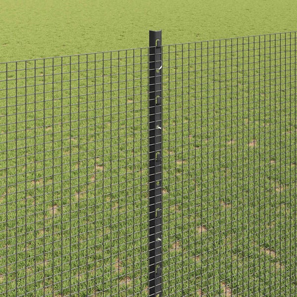 vidaXL Fence with Post Grey 1.4 x 10 m Steel and PVC