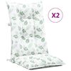 vidaXL Garden Highback Chair Cushions 2 pcs Leaf Pattern 120x50x7 cm Fabric