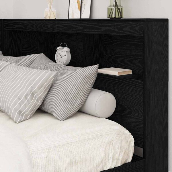 vidaXL Storage Headboard with Shelf Black Oak 140 cm Engineered Wood