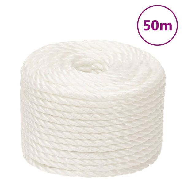 vidaXL Work Rope White 10 mm 50 m Polypropylene
