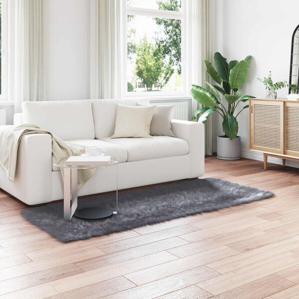 vidaXL Faux Sheepskin Rug Tafalla Anthracite 100 x 200 cm Polyester