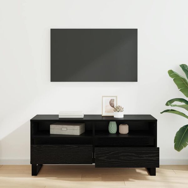 vidaXL TV Cabinet with Drawer Black Oak 100 x 34.5 x 44.5 cm