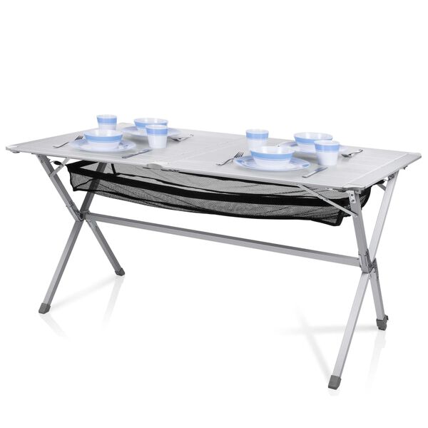 Campart Travel Camping Roll-Up Table Michigan Aluminum 140x80x70 cm