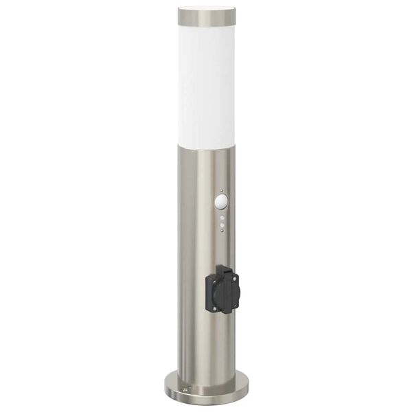 vidaXL Bollard Light with Sensor&Outlet 50 cm Stainless Steel IP44